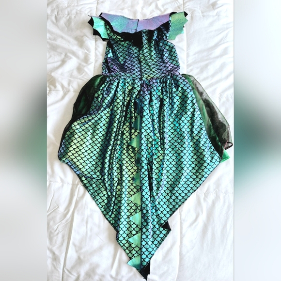 Girls Green/Purple Embellished Dragon Costume Tulle Dress Halloween Party - Picture 10 of 12